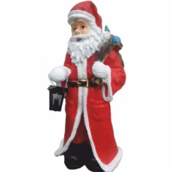 Casa Padrino Weihnachtsmann Deko Skulptur mit Laterne H. 100 cm - Weihnachts Dekoration