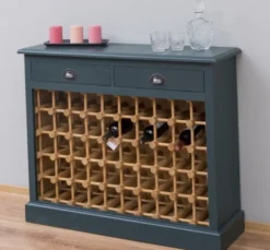 Casa Padrino Weinregal im Landhausstil mit 2 Schubladen, 110 x 34 x 90 cm