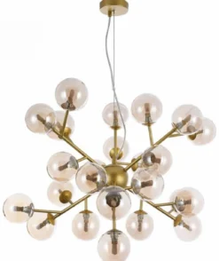 Casa Padrino Wohnzimmer Hängeleuchte Gold Ø 65 x H. 40 cm - Hängelampe mit kugelförmigen Lampenschirmen