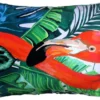 Casa Padrino Wohnzimmer Kissen New Orleans Flamingo Mehrfarbig 35 x 55 cm - Feinster Samtstoff - Luxus Deko Accessoires