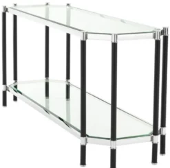 Casa Padrino Wohnzimmer Konsolentisch Silber / Schwarz 169 x 53,5 x H. 75,5 cm - Luxus Konsole