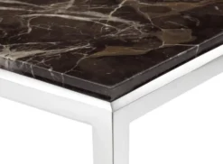 Casa Padrino Wohnzimmer Konsole in silber mit brauner Marmorplatte 152 x 40 x H. 76 cm - Luxus Qualität