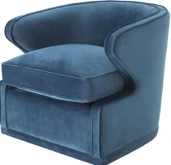 Casa Padrino Wohnzimmer Sessel / Drehsessel Blau 75 x 80 x H. 73 cm - Luxus Wohnzimmermöbel