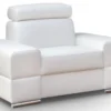 Casa Padrino Wohnzimmer Sessel Weiß / Silber 114 x 97 x H. 78-95 cm - Moderner Sessel mit verstellbarer Kopfstütze - Moderne Wohnzimmer Möbel