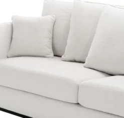 Casa Padrino Wohnzimmer Sofa mit 7 Kissen Weiß / Schwarz 255 x 100 x H. 90 cm - Luxus Couch - Wohnzimmer Möbel