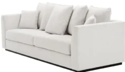 Casa Padrino Wohnzimmer Sofa mit 7 Kissen Weiß / Schwarz 255 x 100 x H. 90 cm - Luxus Couch - Wohnzimmer Möbel