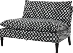 Casa Padrino Wohnzimmer Sofa Schwarz / Weiß 129,5 x 91 x H. 89 cm - Designer Möbel