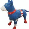 Casa Padrino XXL Deko Figur Hund Blau / Weiß / Rot 116 cm - Garten Deko Skulptur