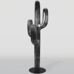 Casa Padrino XXL Deko Kaktus Silber mit Patina / Schwarz H. 195 cm - Garten Dekoration