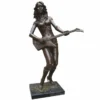 Casa Padrino XXL Deko Messing Skulptur Gitarrenspielerin Bronze / Schwarz H. 180 cm