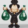 Casa Padrino XXL Deko Skulptur Ente Schwarz / Gold / Grün H. 170 cm - Große Deko Figur