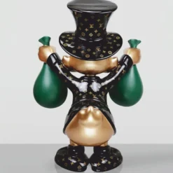 Casa Padrino XXL Deko Skulptur Ente Schwarz / Gold / Grün H. 170 cm - Große Deko Figur