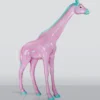 Casa Padrino XXL Deko Skulptur Giraffe Rosa / Mintgrün H. 320 cm - Riesige Garten Deko Figur