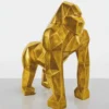 Casa Padrino XXL Deko Skulptur Gorilla Affe Antik Gold H. 128 cm - Deko Figur