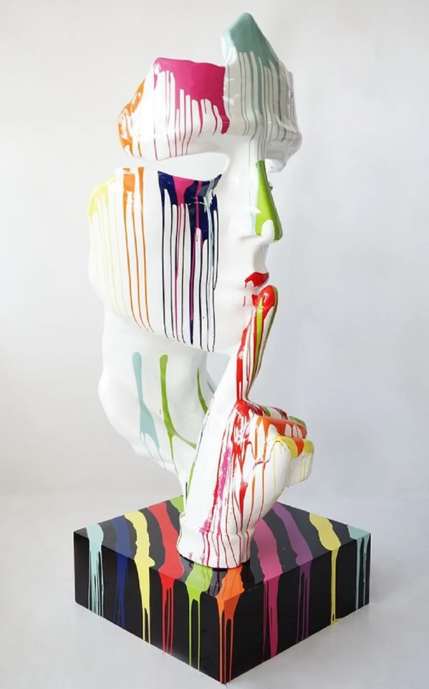 Casa Padrino XXL Deko Skulptur Weiß / Bunt / Schwarz H. 190 cm