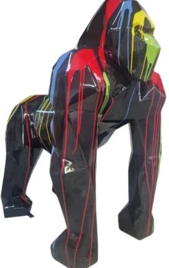 Casa Padrino XXL Deko Skulptur Gorilla Affe Schwarz / Bunt 118 x 78 x H. 128 cm