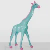 Casa Padrino XXL Deko Skulptur Giraffe Mintgrün / Rosa H. 230 cm - Riesige Garten Deko Figur