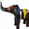 Casa Padrino XXL Deko Skulptur Elefant Schwarz / Bunt 176 cm - XXL Garten Figur