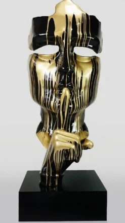 Casa Padrino XXL Deko Skulptur Schwarz / Gold H. 190 cm