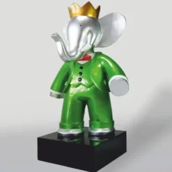 Casa Padrino XXL Deko Skulptur Elefant mit Krone H. 180 cm - Garten Deko Figur
