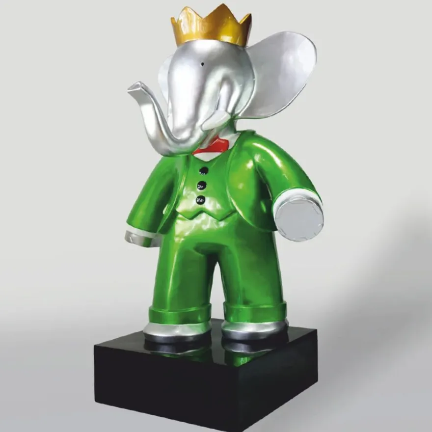 Casa Padrino XXL Deko Skulptur Elefant mit Krone H. 180 cm - Garten Deko Figur