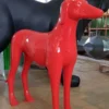 Casa Padrino XXL Deko Skulptur Windhund Rot 110 cm - Wohnzimmer & Garten Deko