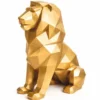 Casa Padrino XXL Deko Skulptur Löwe Gold H. 135 cm - Abstrakte Garten Figur