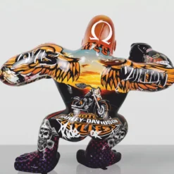 Casa Padrino XXL Deko Skulptur Gorilla Bunt H. 110 cm - Große Deko Figur
