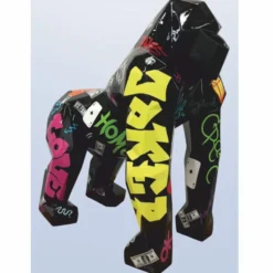 Casa Padrino XXL Deko Skulptur Gorilla Affe Schwarz / Bunt 111 x 77 x H. 131 cm