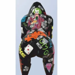 Casa Padrino XXL Deko Skulptur Gorilla Affe Schwarz / Bunt 111 x 77 x H. 131 cm