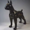 Casa Padrino XXL Deko Skulptur Boxer Hund Schwarz / Gold 190 cm - Riesige Garten Figur CPB