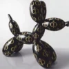 Casa Padrino XXL Deko Skulptur Ballon Hund Schwarz / Gold 210 cm - Riesige Garten Figur CPB