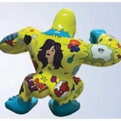 Casa Padrino XXL Deko Skulptur Gorilla Affe Gelb / Bunt 202 x 102 x H. 180 cm