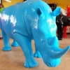 Casa Padrino XXL Deko Skulptur Nashorn Hellblau 340 cm - Lebensgroße Garten Figur