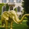 Casa Padrino XXL Deko Skulptur Elefant Gold 410 cm - Riesige Garten Deko Figur