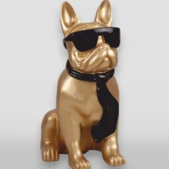 Casa Padrino XXL Deko Skulptur Bulldogge Gold / Schwarz H. 120 cm - Garten Figur