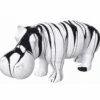 Casa Padrino XXL Deko Skulptur Nilpferd Weiß / Schwarz 175 cm - Lebensgroße Garten Figur