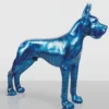 Casa Padrino XXL Deko Skulptur Deutsche Dogge Blau / Schwarz 130 cm - Garten Figur