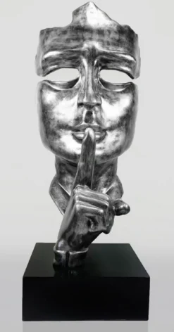 Casa Padrino XXL Deko Skulptur Silber mit Patina / Schwarz H. 190 cm