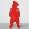 Casa Padrino XXL Deko Skulptur Bär Rot H. 190 cm - Abstrakte Deko Figur
