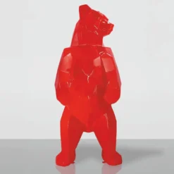 Casa Padrino XXL Deko Skulptur Bär Rot H. 190 cm - Abstrakte Deko Figur