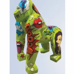 Casa Padrino XXL Deko Skulptur Gorilla Affe Grün / Bunt 111 x 77 x H. 131 cm