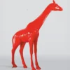 Casa Padrino XXL Deko Skulptur Giraffe Rot H. 320 cm - Riesige Garten Deko Figur