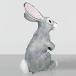 Casa Padrino XXL Deko Skulptur Hase Grau / Weiß H. 240 cm - Riesige Garten Figur