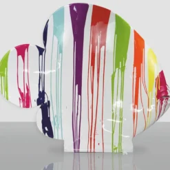 Casa Padrino XXL Deko Skulptur Fisch Weiß / Bunt H. 110 cm - Deko Figur