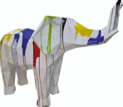 Casa Padrino XXL Deko Skulptur Elefant Weiß / Bunt 176 cm - XXL Garten Figur