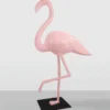 Casa Padrino XXL Deko Skulptur Flamingo Rosa / Schwarz H. 210 cm - XXL Deko Figur