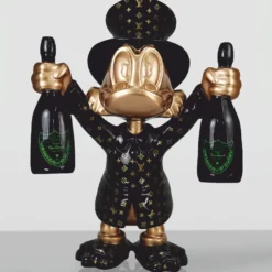 Casa Padrino XXL Deko Skulptur Ente Schwarz / Gold H. 120 cm - Große Deko Figur