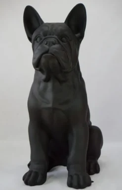 Casa Padrino XXL Deko Skulptur Hund Bulldogge Matt Schwarz H. 170 cm