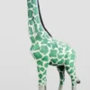 Casa Padrino XXL Deko Skulptur Giraffe Grün / Weiß / Schwarz H. 205 cm - Große Garten Deko Figur